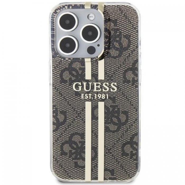 Guess - Guess iPhone 15 Pro Max Mobilskal Gold Stripes - Brun