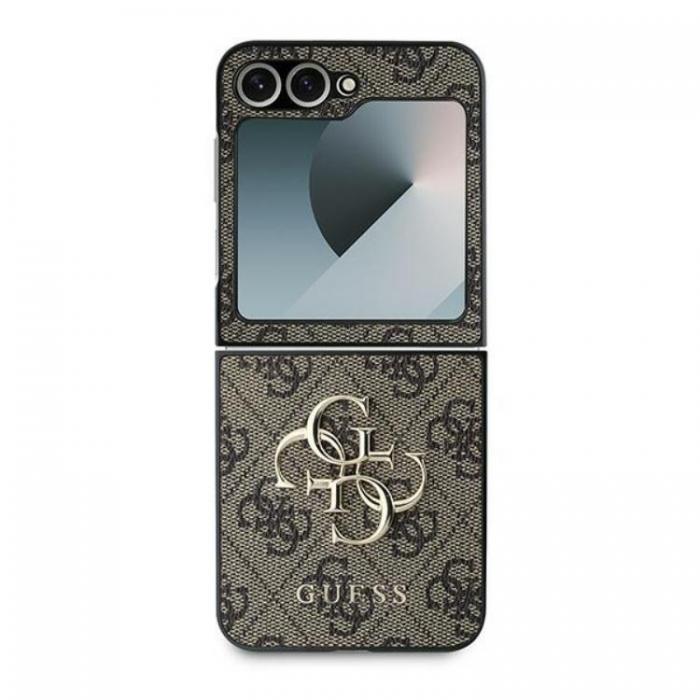 Guess - Guess Galaxy Z Flip 6 Mobilskal Lder 4G Metal Logo - Brun