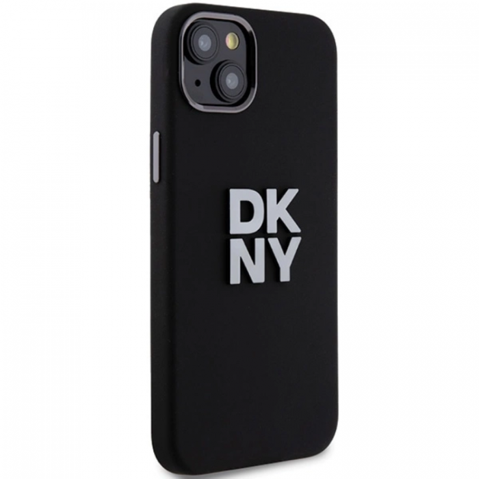 DKNY - DKNY iPhone 15/14/13 Mobilskal Liquid Silikon Metal Logo - Svart