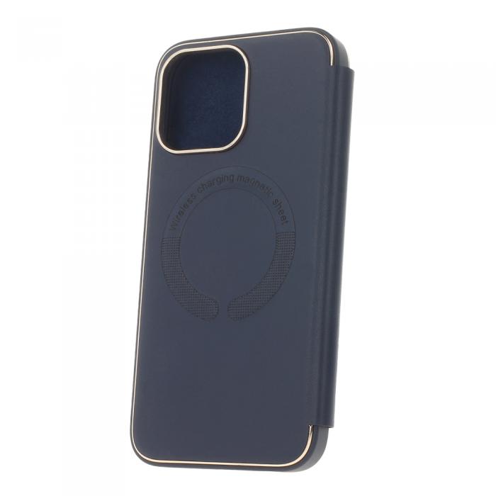 OEM - iPhone 14 Pro Navybl Smart Fodral med Guldram