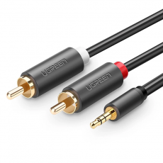 Ugreen - Ugreen Aux till 2xRCA 1m Kabel 3.5 mm mini jack - Grå