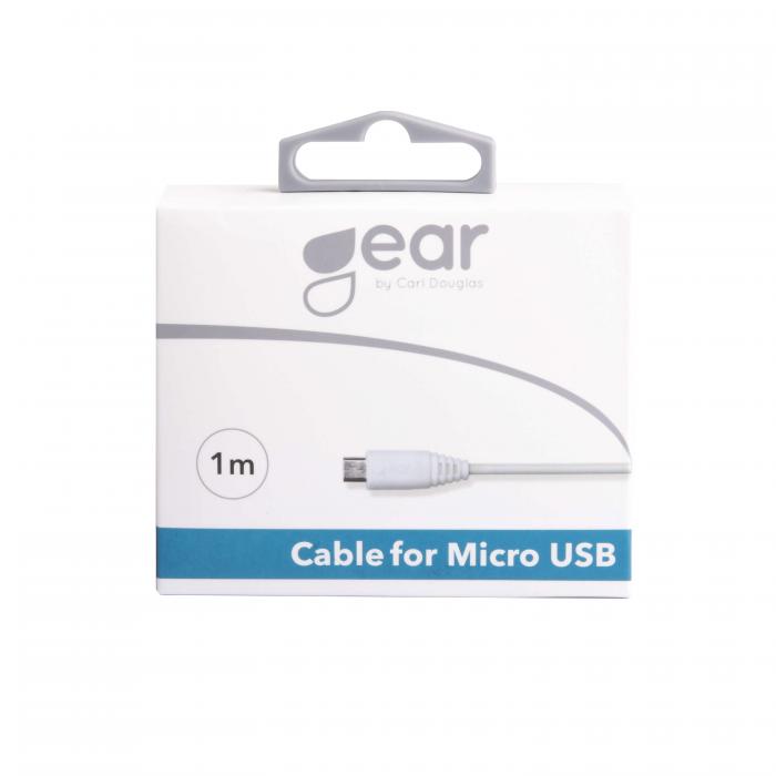 GEAR - GEAR Laddkabel MicroUSB 1m Vit Rund Kabel