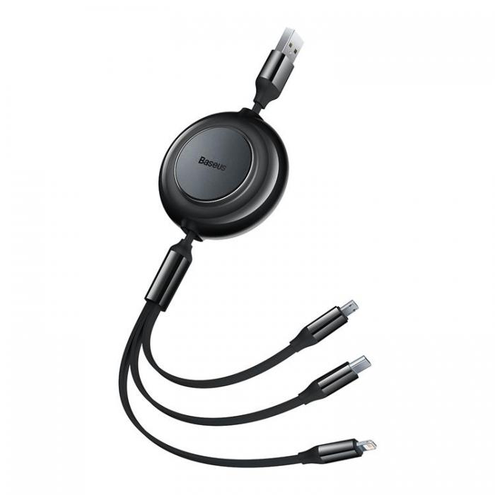 BASEUS - Baseus 3in1 Retractable USB/MicroUSB/Lightning/Typ-C 1.1m 66W