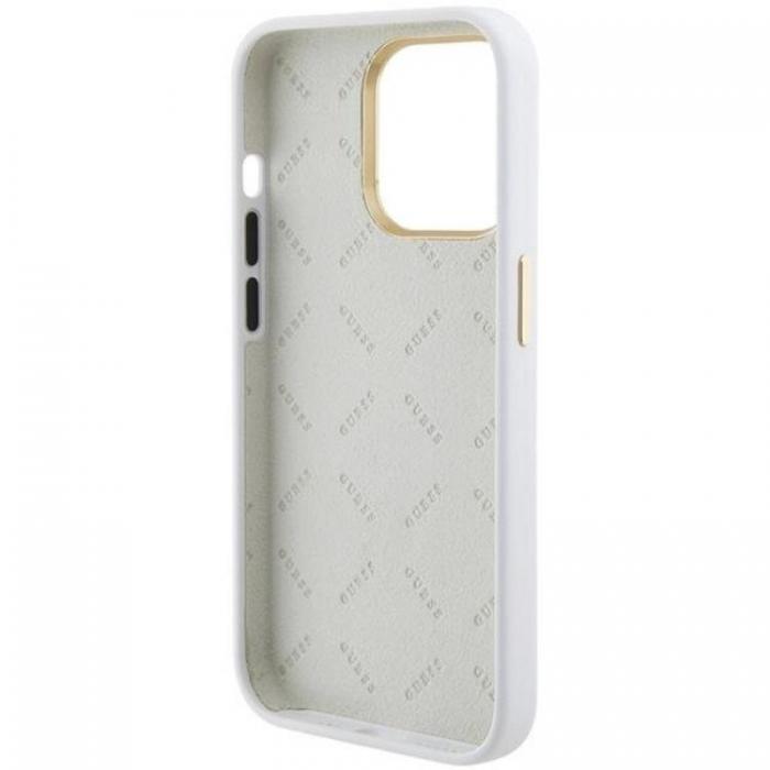 Guess - Guess iPhone 15 Pro Max Mobilskal Silikon Logo Strass - Vit