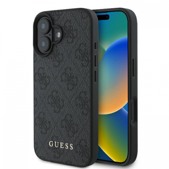 Guess - Guess iPhone 16 Plus Mobilskal 4G Metal Gold Logo - Svart