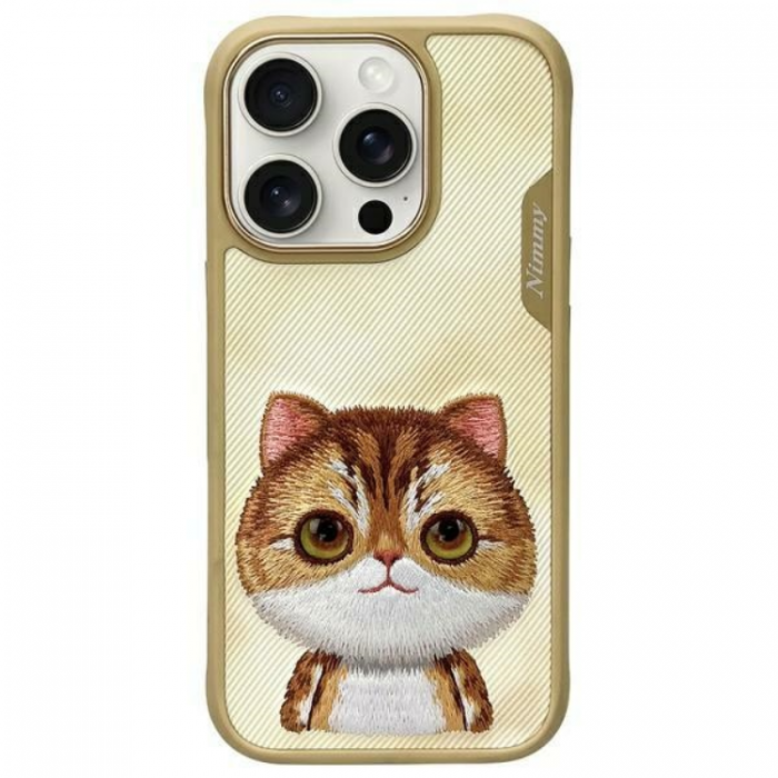 NIMMY - Nimmy iPhone 16 Pro Max Mobilskal Big Eyed Pet 2.0 Cat - Khaki