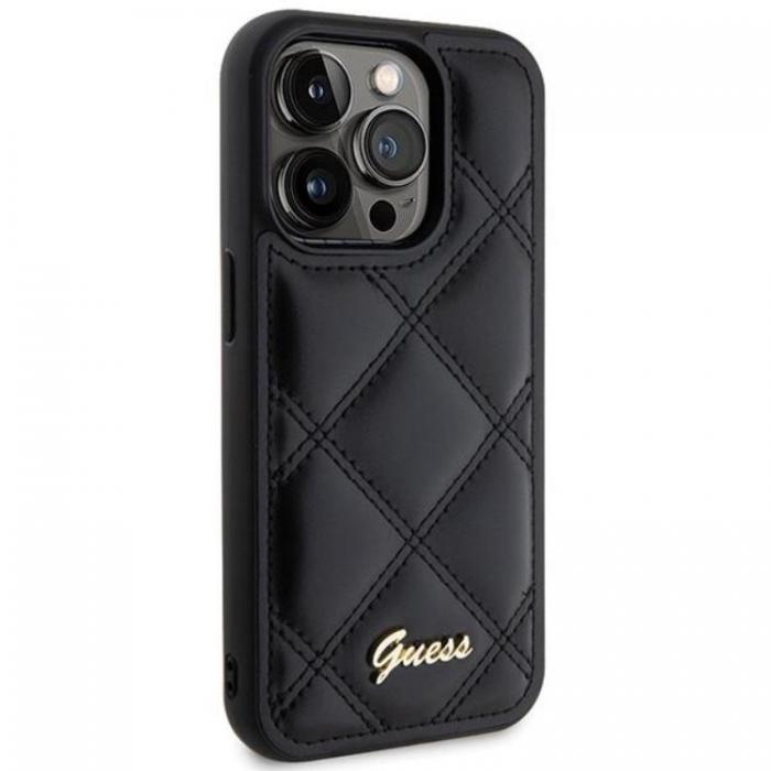 Guess - Guess iPhone 15 Pro Mobilskal Quilted Metal Logo - Svart