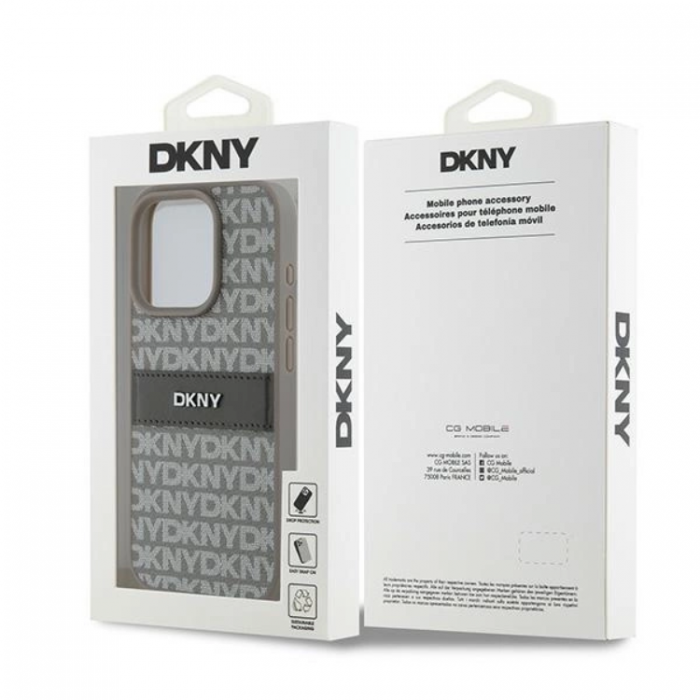 DKNY - DKNY iPhone 14 Pro Max Mobilskal Lder Mono Stripe & Metal Logo