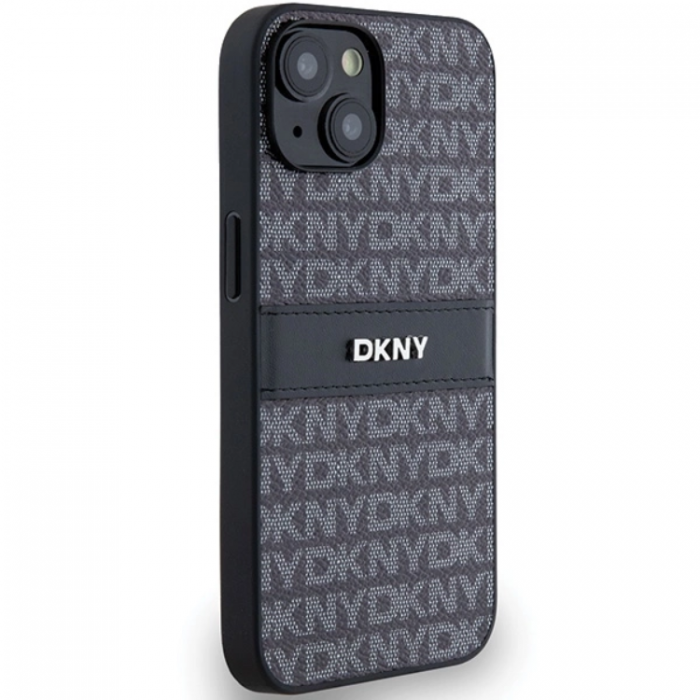 DKNY - DKNY iPhone 15/14 Plus Mobilskal Lder Mono Stripe & Metal Logo