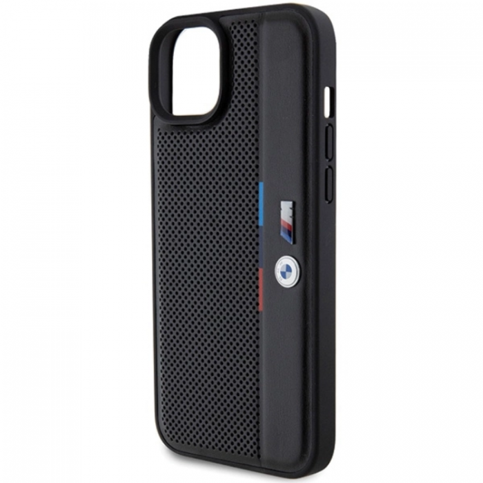 BMW - BMW iPhone 15/14 Plus Mobilskal Perforated Tricolor Line - Svart