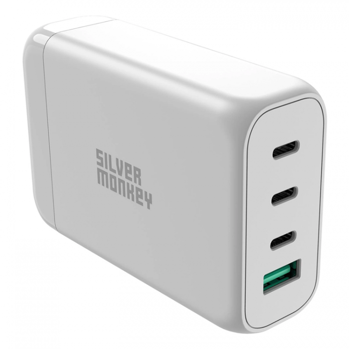 Silver Monkey - Silver Monkey SMA152 130W 3xUSB-C PD USB-A QC 3.0 GaN Laddare