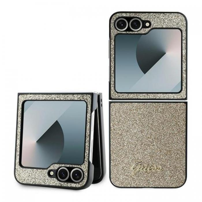 Guess - Guess Galaxy Z Flip 6 Mobilskal 4G Glitter Script - Guld