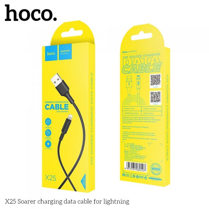 Hoco - HOCO Soarer USB-A till Lightning kabel X25 1m - Svart