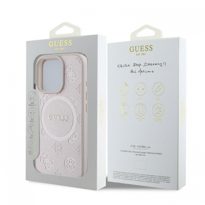 Guess - Guess iPhone 16 Pro Mobilskal Magsafe Saffiano Peony Classic Logo