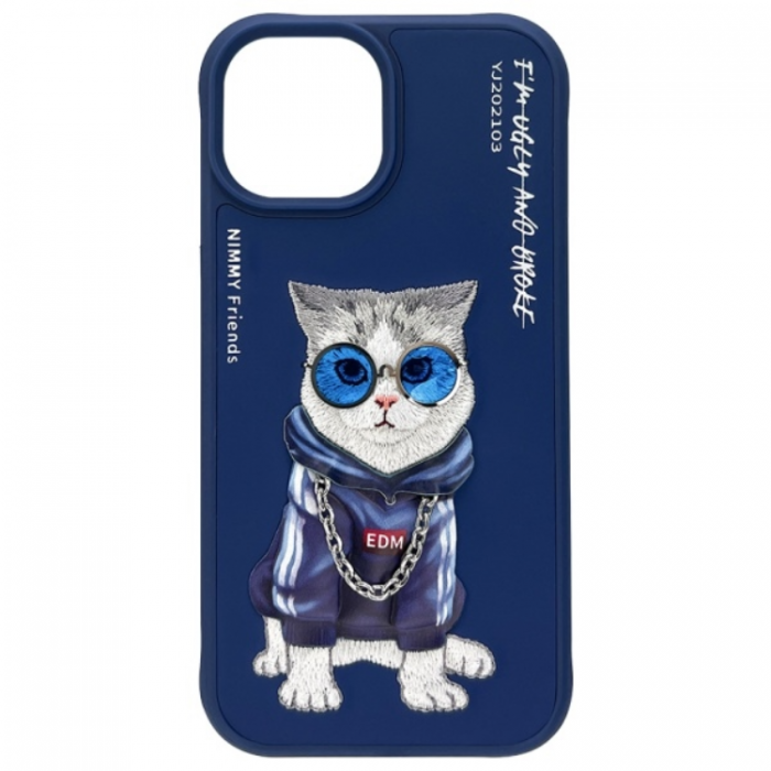 NIMMY - Nimmy iPhone 15 Mobilskal Glasses Cool Cat - Bl