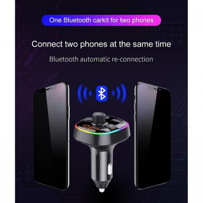 A-One Brand - FM MP3-Sndare Bluetooth 5.0 + Minneskortlsare + 2xUSB