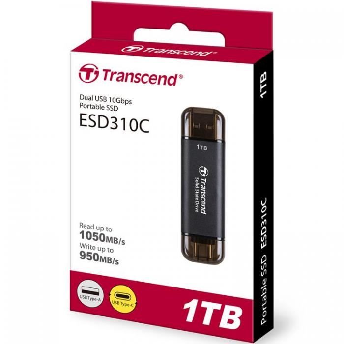 Transcend - Transcend Portabel SSD USB-C 1TB - Svart