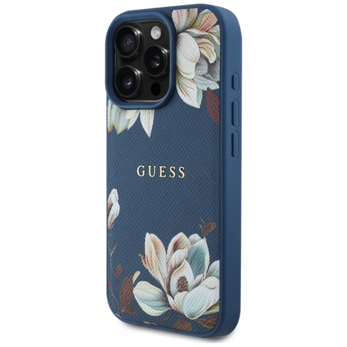 Guess - Guess iPhone 16 Pro Max Mobilskal Magsafe Flower Pattern - Bl