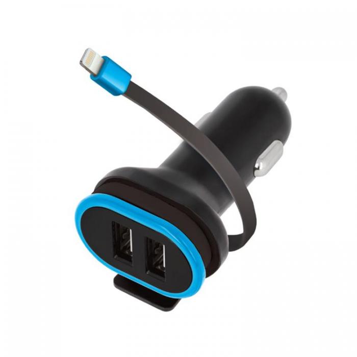 Forever - Forever Billaddare 2x USB 3A med Lightning Kabel 0,2m CC-02