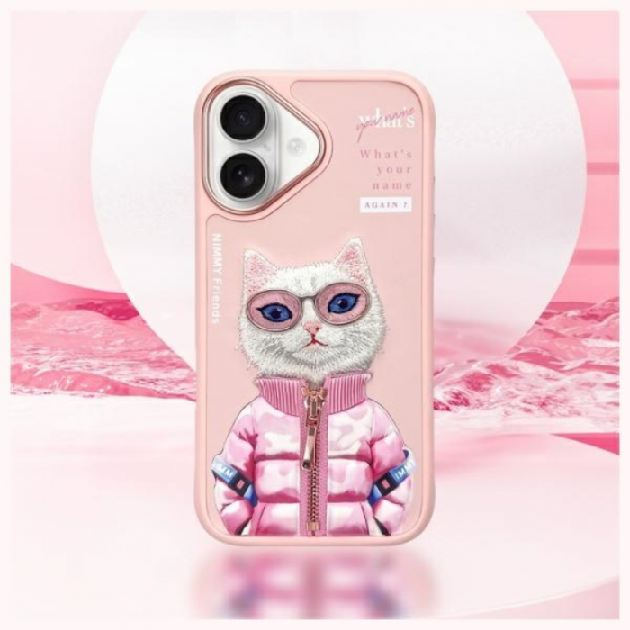 NIMMY - Nimmy iPhone 16 Mobilskal Cool & Cute 2.0 Cat - Rosa