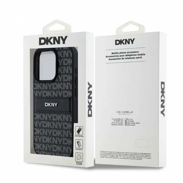 DKNY - DKNY iPhone 15 Pro Max Mobilskal Lder Mono Stripe & Metal Logo