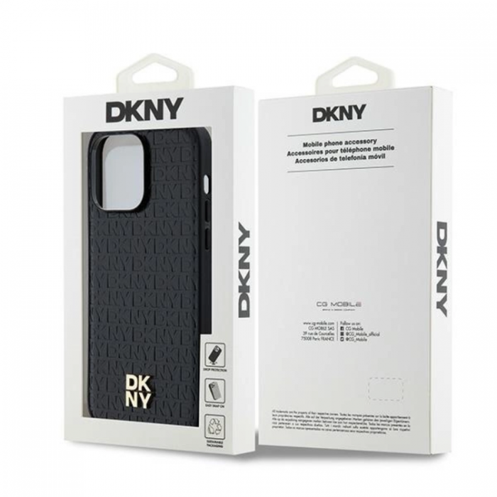 DKNY - DKNY iPhone 15 Pro Max Mobilskal Magsafe Lder Pattern Metal Logo