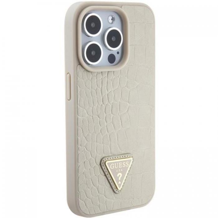 Guess - Guess iPhone 15 Mobilskal Croco Triangle Metal Logo