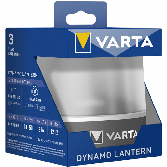 VARTA - Varta L10R Dynamo-lykta Vev + USB-C 18/50lm