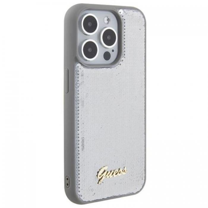 Guess - Guess iPhone 15 Pro Mobilskal Sequin Script Metal - Silver