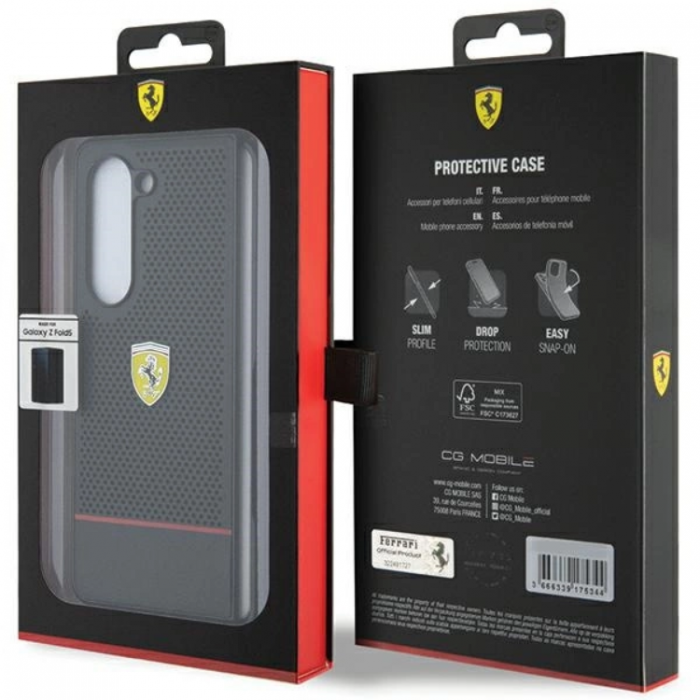 Ferrari - Ferrari Galaxy Z Fold 5 Mobilskal Perforated Line - Svart