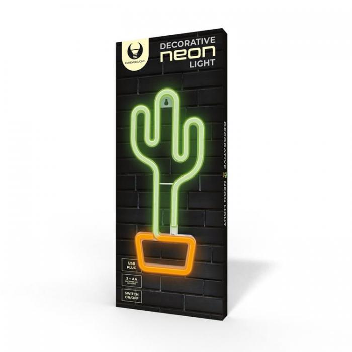 Forever Light - Forever Light LED Neon CACTUS Bat FLNE02 + USB - Orange/Grn