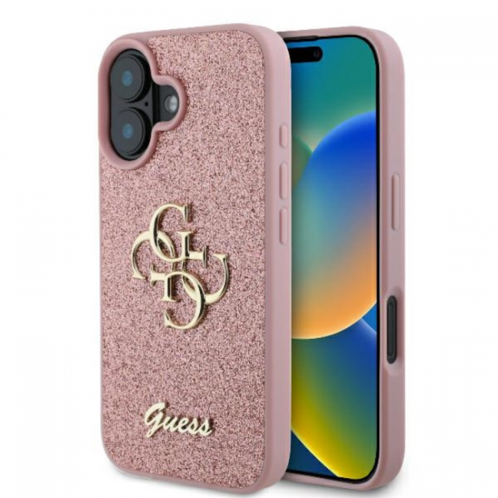 Guess - Guess iPhone 16 Plus Mobilskal Fixed Glitter Big 4G - Rosa