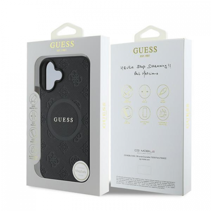 Guess - Guess iPhone 16 Plus Mobilskal Magsafe Saffiano Peony Classic Logo