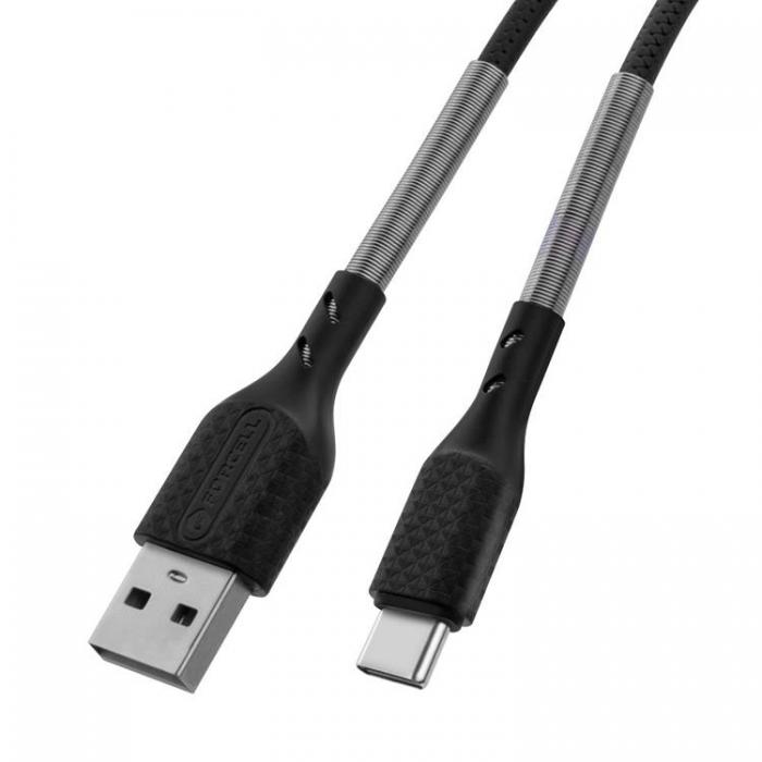 Forcell - Forcell Carbon USB-C till USB-A kabel 1m - Svart