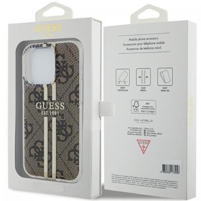 Guess - Guess iPhone 15 Pro Max Mobilskal Gold Stripes - Brun