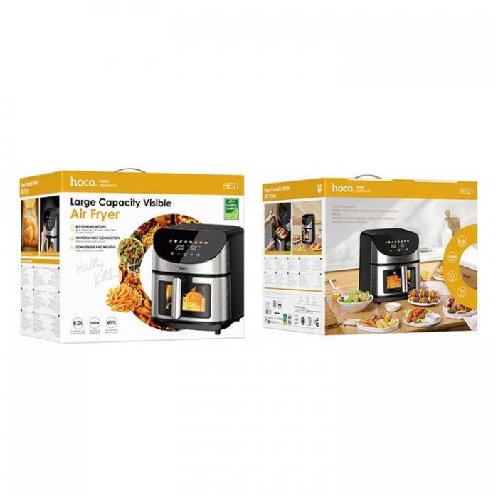 Hoco - Hoco Airfryer med Pekskrm och Fnster 8L 1700W - Svart