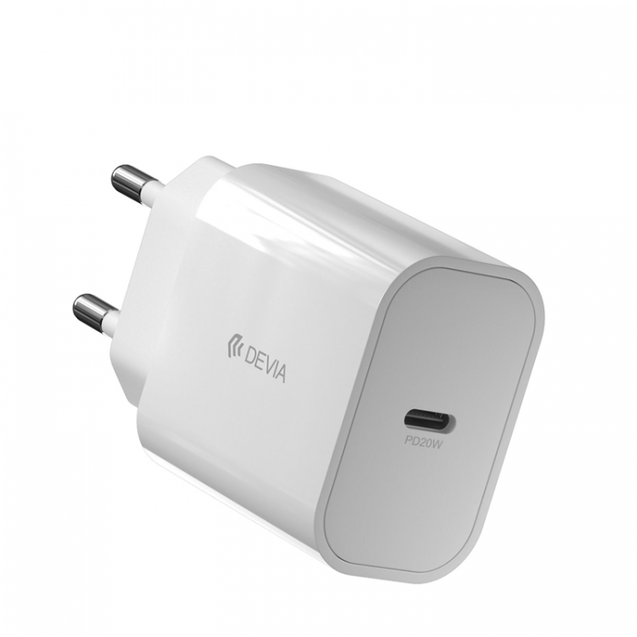 Devia - Devia Vggladdare 20W USB-C + USB-C Till Lightning Kabel - Vit