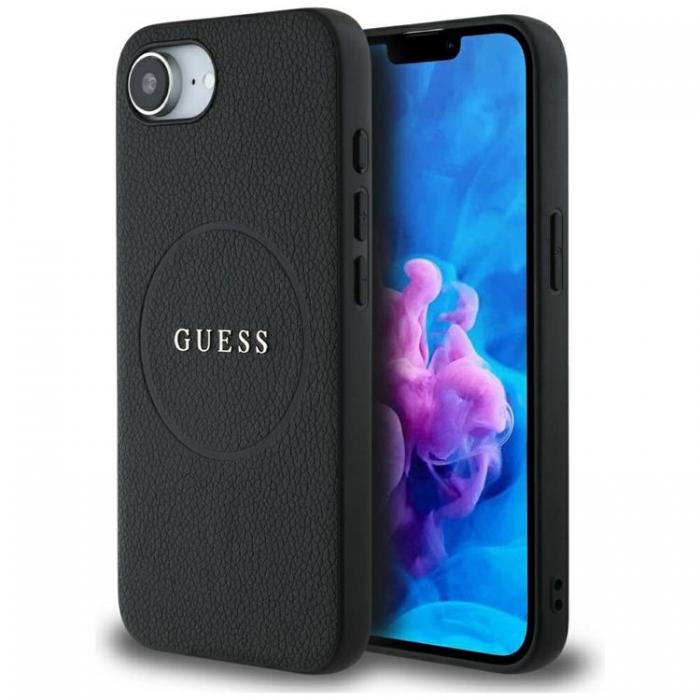 Guess - Guess iPhone 16e Mobilskal MagSafe Grained Ring - Svart