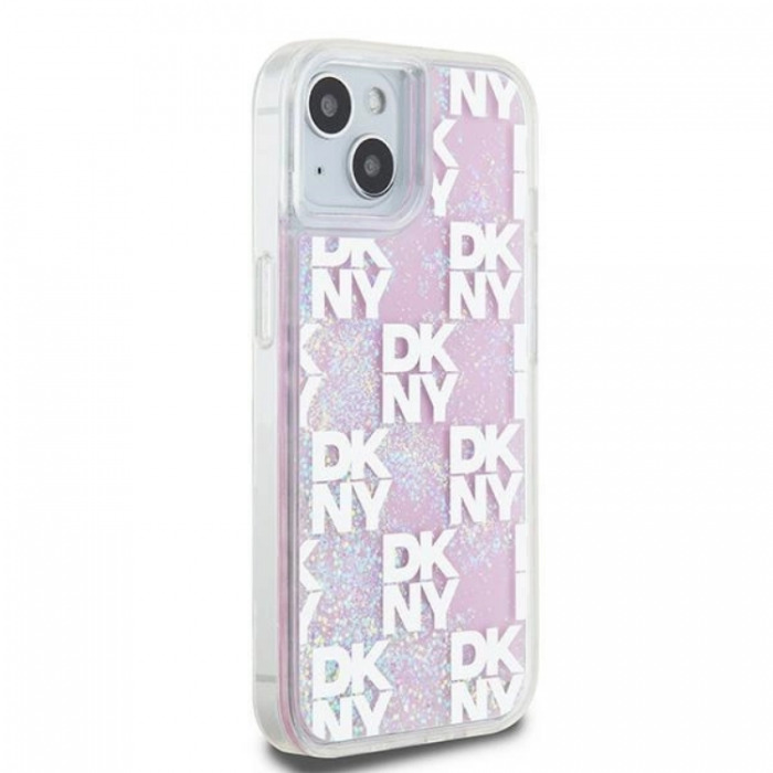 DKNY - DKNY iPhone 14 Mobilskal Liquid Glitter Multi Logo - Rosa