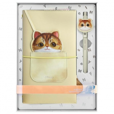 NIMMY - Nimmy Set 2in1 Notebook + Pen Big Eyed Pet 2.0 Cat - Khaki