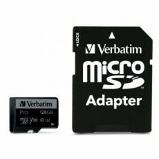 Verbatim - Verbatim Minneskort microSD 128GB Med Adapter Pro U3 - Svart