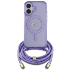 Guess - Guess iPhone 16 Mobilskal MagSafe Crossbody Cord Script - Lila