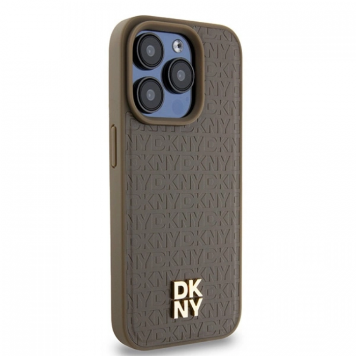 DKNY - DKNY iPhone 15/14 Plus Mobilskal Magsafe Lder Pattern Metal Logo