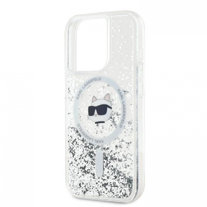 KARL LAGERFELD - Karl Lagerfeld iPhone 15 Pro Max Mobilskal Magsafe Liquid Glitter Choupette Head