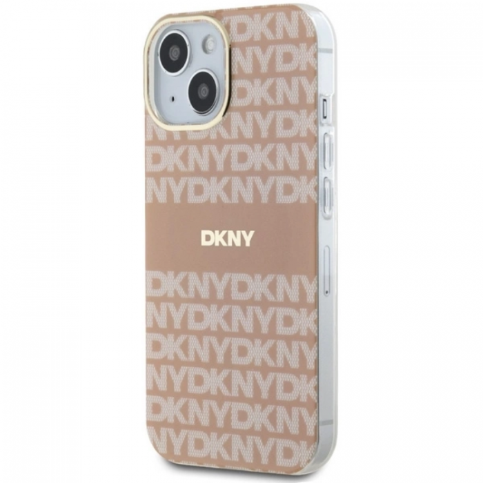 DKNY - DKNY iPhone 15/14/13 Mobilskal Magsafe IML Mono & Stripe - Rosa