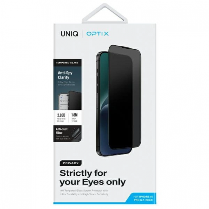 UNIQ - UNIQ iPhone 15 Plus/14 Pro Max Hrdat Glas Skrmskydd Optix Privacy