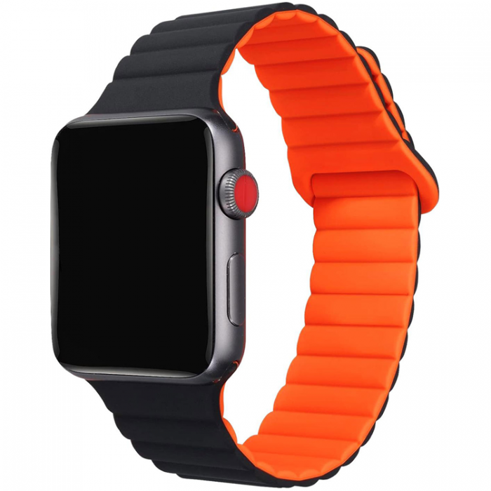 Celly - Celly Apple Watch (42/44/45mm) Armband Magnetiskt - Svart/Orange