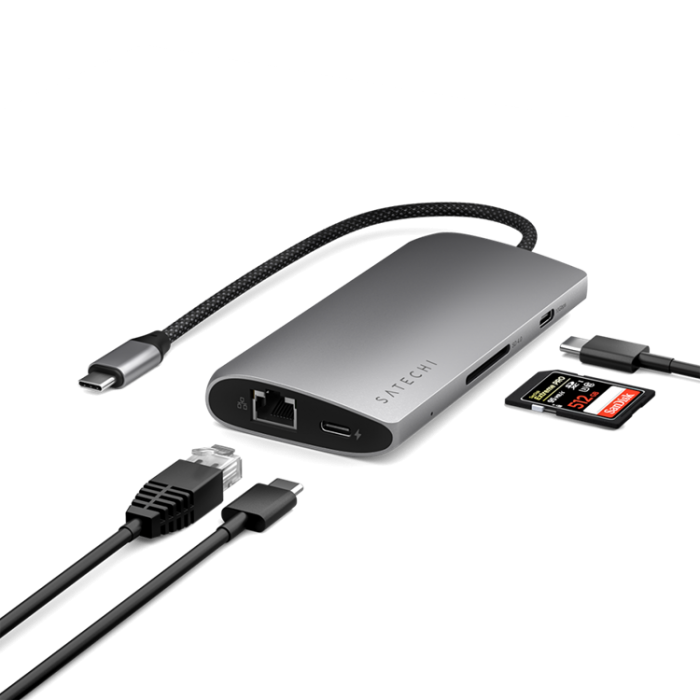 Satechi - Satechi USB-C Multiport HUB 8K med Ethernet V3 - Rymdgr