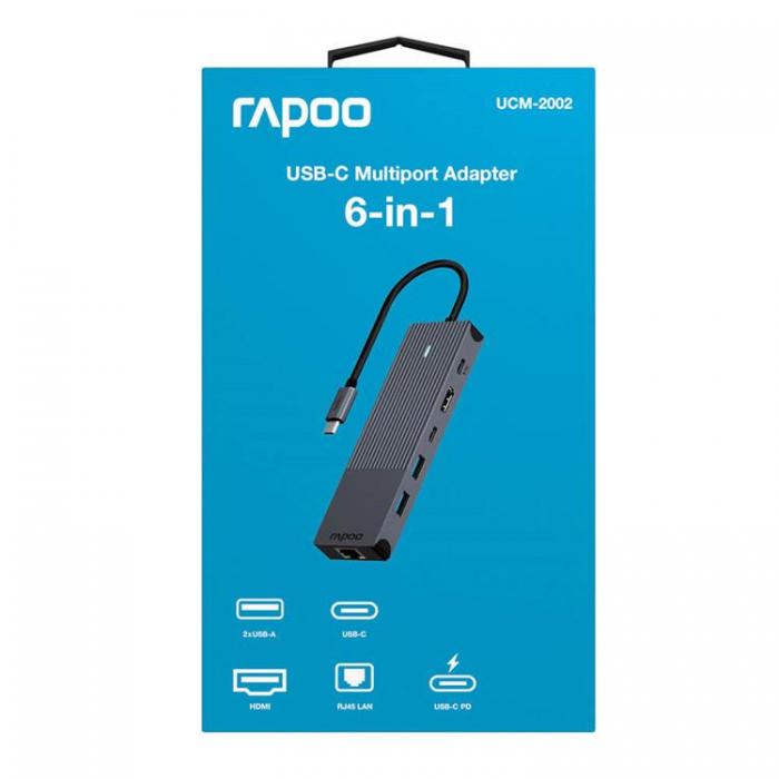 Rapoo - RAPOO Multiport UCM-2002 6-i-1 USB-C-Adapter