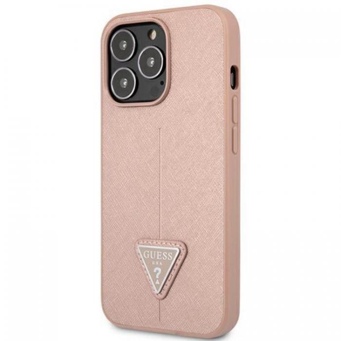 Guess - GUESS iPhone 14 Pro Skal Saffiano Triangle Logo - Rosa